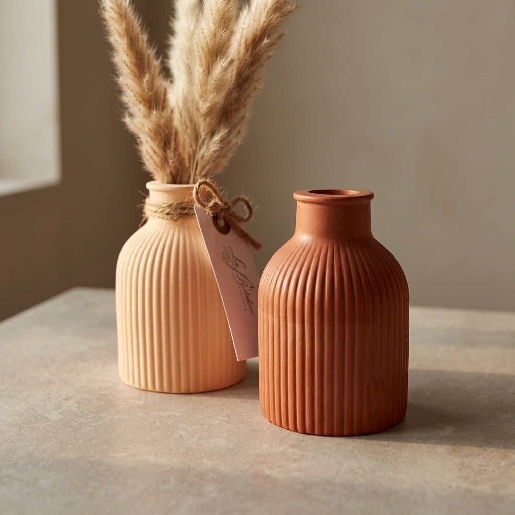 Small Hydrostone Ribbed Vessel