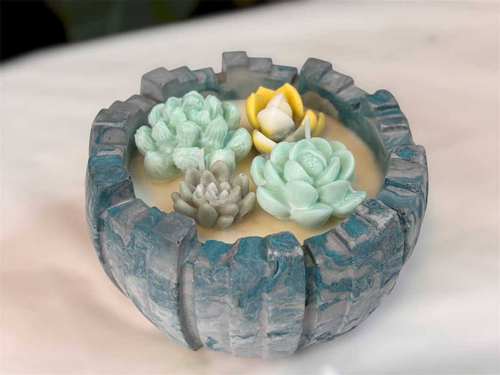 Succulent coconut wax candle